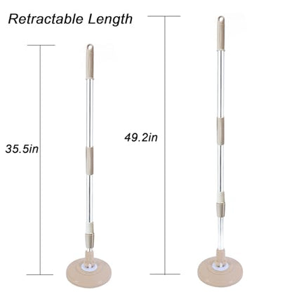 Spin Mop Pole Handle Replacement, Home Floor 360 Degrees Rotating Telescopic Replacement Handle Cleaning Tool Accessories Enhanced Thickened Version for Cleaning Home Bedroom Office (Khaki) - color: Khaki