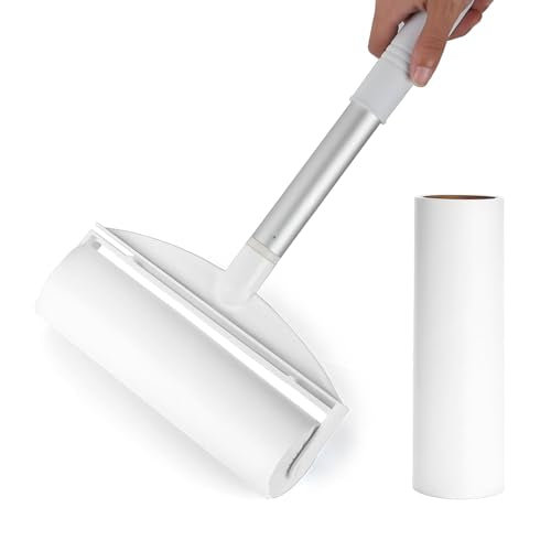 7.5 Inch Large Surface Lint Roller with 120 Sheets, Giant Extra Sticky Roller for Pet Hair, Dust Lint Remover for Clothes, Furniture, Household, Include 1 Handle 2 Rollers Dog Cat Hair Remover - size: 7.5 Inch Wide