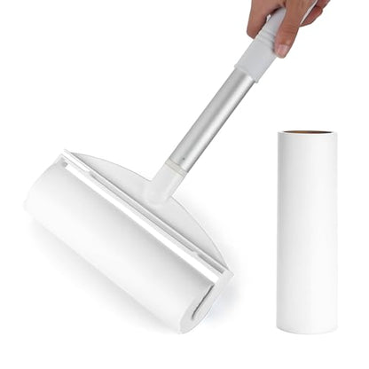 7.5 Inch Large Surface Lint Roller with 120 Sheets, Giant Extra Sticky Roller for Pet Hair, Dust Lint Remover for Clothes, Furniture, Household, Include 1 Handle 2 Rollers Dog Cat Hair Remover - size: 7.5 Inch Wide