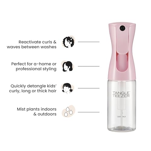 TANGLE TEEZER Travel-Size Fine Mist Continuous Spray Bottle, Reusable and Refillable, for Hair Detangling and Styling, 6.1 oz, Millennial Pink - color: Millennial Pink, size: 6.1 Ounces