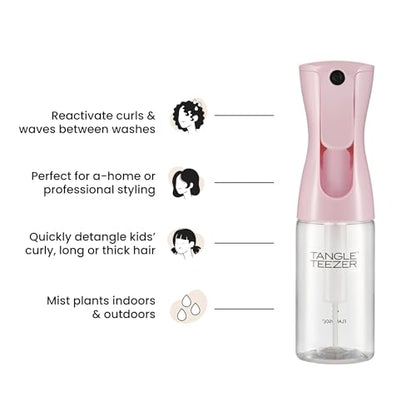 TANGLE TEEZER Travel-Size Fine Mist Continuous Spray Bottle, Reusable and Refillable, for Hair Detangling and Styling, 6.1 oz, Millennial Pink - color: Millennial Pink, size: 6.1 Ounces