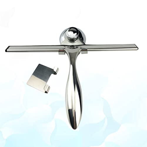 Cabilock Shower Squeegee for Glass Doors 3-Pack Stainless Steel Bathroom Water Scraper with Suction Cup Hooks 6.7 Inch Handle for Mirror and Tile Cleaning