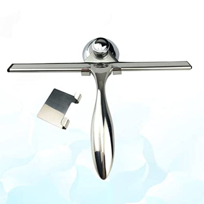 Cabilock Shower Squeegee for Glass Doors 3-Pack Stainless Steel Bathroom Water Scraper with Suction Cup Hooks 6.7 Inch Handle for Mirror and Tile Cleaning