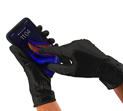 Colortrak Premium Grip Reusable Gloves, 4 Pairs (8 Gloves Total), Powder Free Latex, Durable and Chemical Resistant, Textured for Better Grip, Extra Long Cuff, Washable, Black, Medium - size: Medium