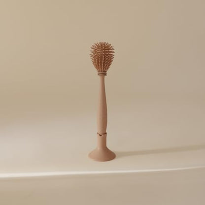 mushie Baby Bottle Brush | Soft Silicone with Suction Base (Natural) - color: Natural