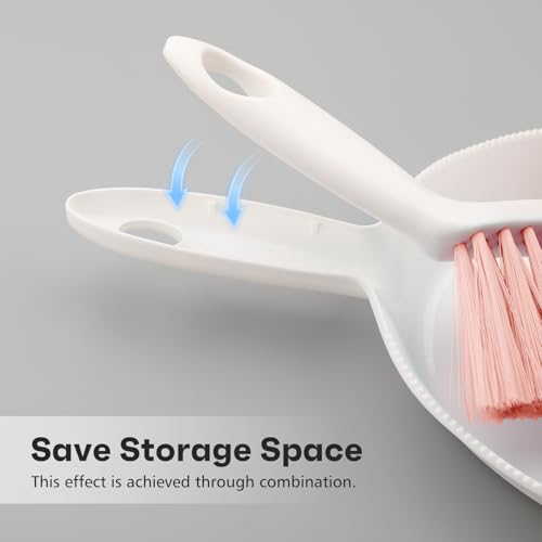 NACENA Handheld Dustpan and Broom Set – Mini Compact Brush Combo for Desktop, Sofa, Car & Kitchen Crumbs Small Cleaning Tool with Stiff Bristles, Pink - color: Pink-1, size: 1 Pack