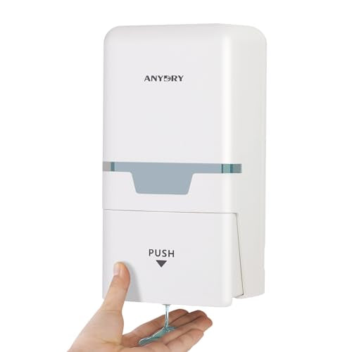 anydry Manual Liquid Soap Dispenser Wall Mount, 27oz (800 ml) Large Capacity for Commercial Bathroom - color: White