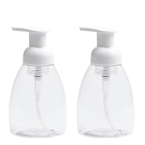 2-Pack Foaming Soap Dispenser Pump Bottles,Foam Hand Soap Dispenser with Refillable Plastic Container for Shampoo for Bathroom & Kitchen-Clear,8 oz(250ml)