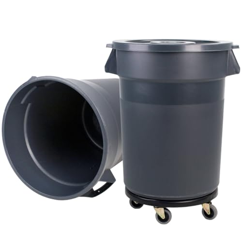 32 Gallon Outdoor Trash Can with lid and Wheels, Outdoor Waste Bin with Secure Snap Lid and Ergonomic Handles, Making it Perfect for Managing Waste in backyards, garages, or Other Large Spaces(2Pack) - color: 2pack