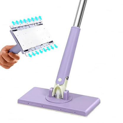 Snap Grip Mini Mop, Zero Touch No Wash Lazy Mop with One-Click Cloth Change, Compatible with Face Towels, Adjustable for Wet/Dry Floors, Tile, Hardwood, Corners, Tight Spaces (6 Reusable Cloths)