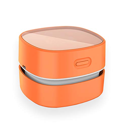 ODISTAR Desktop Vacuum cleaner,Mini table dust sweeper Energy Saving,High endurance up to 400 mins,Cordless&360º Rotatable Design for Cleaning Hairs,Crumbs,Computer Keyboard of gifts for kids (orange) - color: Orange