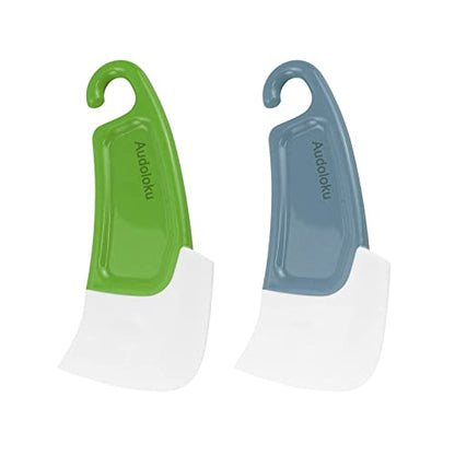 Silicone Pan Scraper Dish Cleaning Spatula Bowl Scraper Dish Scraper Non Stick Kitchen Scraper Pan Rubber Cleaning Spatula Pot Cleaning Tool 2 PCS (Green & Grey)