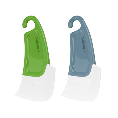 Silicone Pan Scraper Dish Cleaning Spatula Bowl Scraper Dish Scraper Non Stick Kitchen Scraper Pan Rubber Cleaning Spatula Pot Cleaning Tool 2 PCS (Green & Grey)