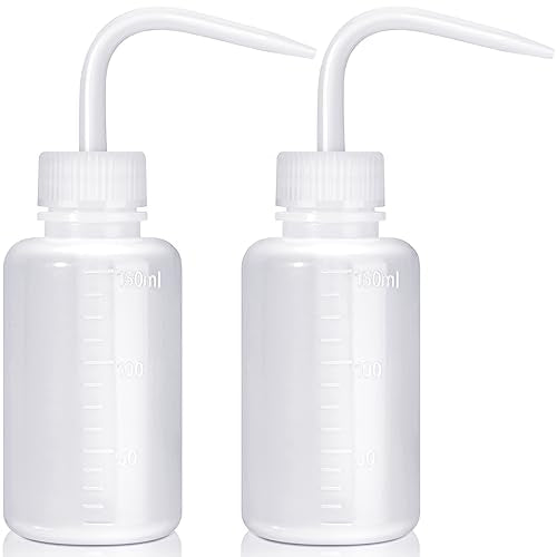 Valchoose Professional 2PCS 150ML Lash Water Bottle Squeezer, 5.1oz Tattoo Wash Bottle No Need to Squeeze Hard, Easy to Carry Plastic Wash Bottle for Eyelashes, Cleaning(Translucent White) - color: White, size: 2x150ml