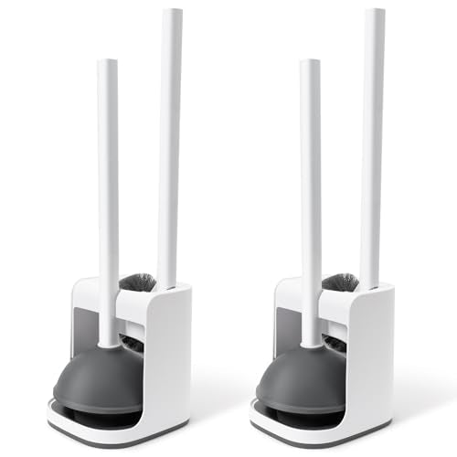 IVYROLL Toilet Brush and Plunger Set Hidden, S-Shaped Toilet Brush Plunger Combo 2 Pack, Perfect for Homes, Apartments & Bathrooms - color: Gray