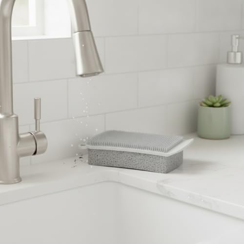 3-in-1 Silicone Crevice Cleaning Brush for Tight Gaps, Kitchen Counters, Bathroom Grout & Car Interiors - Gray