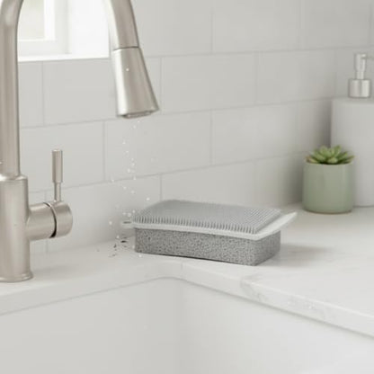 3-in-1 Silicone Crevice Cleaning Brush for Tight Gaps, Kitchen Counters, Bathroom Grout & Car Interiors - Gray