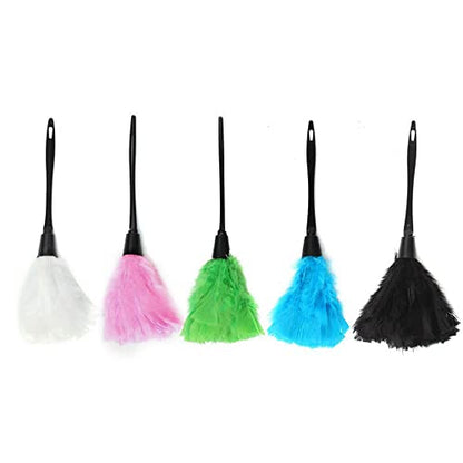 1pc Fashion Turkey Feather Duster with Black Reusable Plastic Handle Cleaning Tool White 35cm Durable and Useful