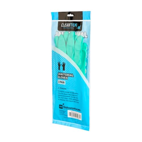 Restaurantware-Clean Tek Professional 15 Mil Medium Cleaning Gloves, 1 Pair Of Long Cuff Gloves - Flock Lining, No-Powder, Green Nitrile Chemical Tolerant Gloves, No-Latex, Heavy-Duty Tasks - color: Green, size: Medium