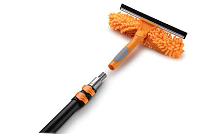 1.5-3 ft Window Washing Squeegee Kit with Extension Pole (10+ Foot Reach) // Windows Cleaning Tool & Windows Washer Combo with Telescopic Extension Pole // Best Indoor Outdoor Window Washing Equipment