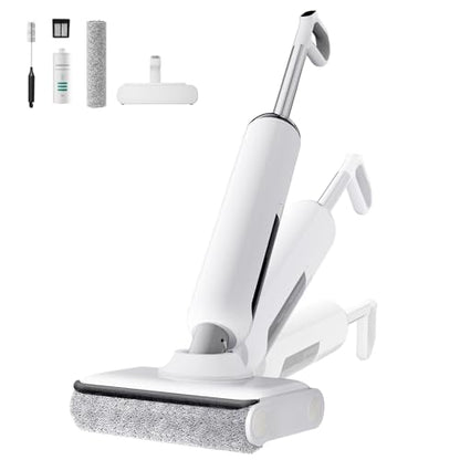 Wet Dry Vacuum Cleaner Cordless, 23KPa Vacuum Mop for Hard Floors, Up to 45 Min Runtime, 180° Lay-Flat Design with Hot Water Self-Cleaning & 185°F Hot Air Drying, Anti-Tangle Brush for Pet Hair