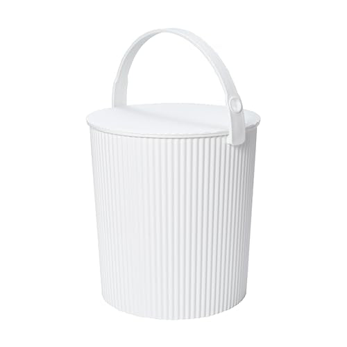 Hachiman Extra Large Bucket - 5.3 Gallon Heavy Duty Bucket with Lid and Handle - Hands-Free Filling - Easy to Stack and Store - Indoor Outdoor Use - 13.3" x 13" - White - color: White, size: Extra Large