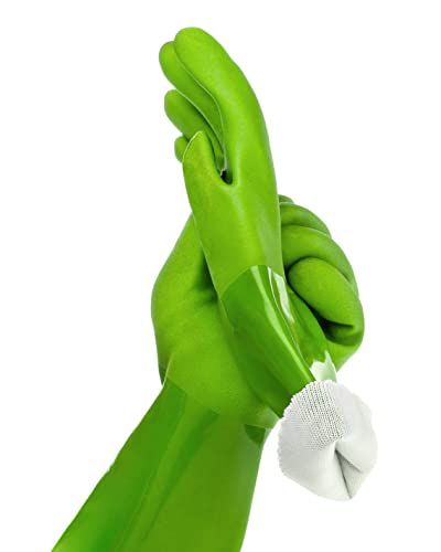 kitchen-star Ultimate Rubber Household PVC Gloves with Comfortable Cotton Lining, Anti-Slip surface, Kitchen Dishwashing, Extra Thickness, Kitchen Cleaning, Working, Painting, Pet Care (Small, Green) - color: Green, size: Small (Pack of 1)