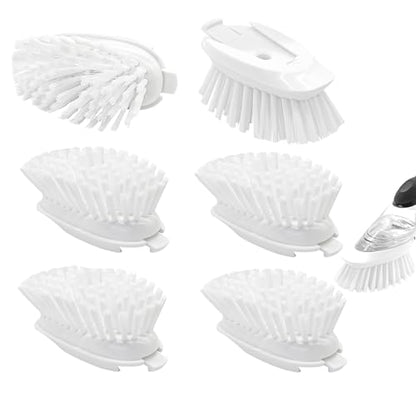 Brush Refills for OXO Dish Brush - 6 Pack Dish Brush Cleaning Soap Dispensing Head Replacement for Scrubber (White) - color: 6-pack