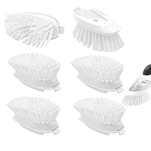 Brush Refills for OXO Dish Brush - 6 Pack Dish Brush Cleaning Soap Dispensing Head Replacement for Scrubber (White) - color: 6-pack
