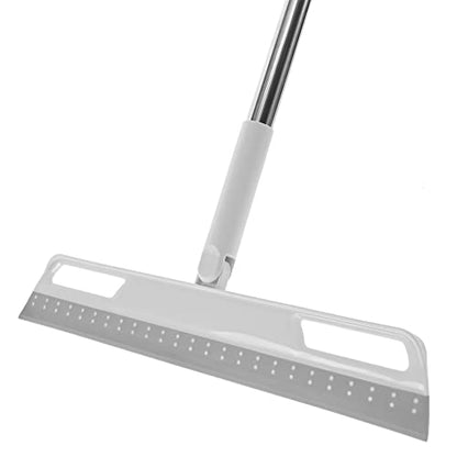 Multifunction Rubber Air Broom, Silicone Floor Squeegee with 56" Long Handle, Rubber Sweeper, Air Broom for Floor Bathroom Kitchen Shower Tile Pet Hair Fur Marble Glass Water Window Foam Clean (Grey) - color: Gray