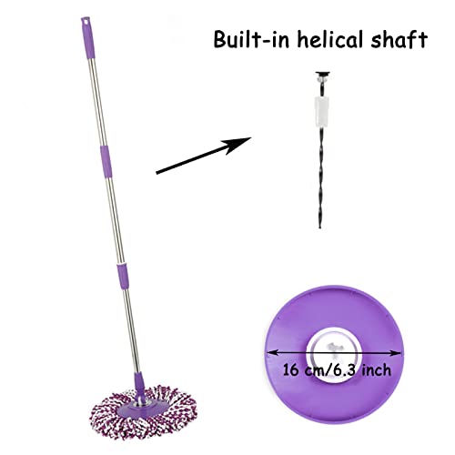 Spin Mop Pole Handle Replacement, Home Floor 360 Degrees Rotating Telescopic Replacement Handle Cleaning Tool Accessories Enhanced Thickened Version for Cleaning Home Office (Purple) - color: Purple