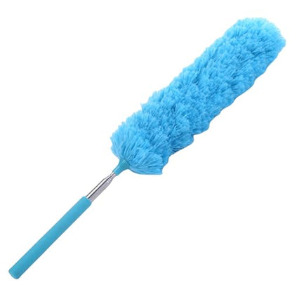 Extendable Feathers Duster Bendable Microfiber Long Handled Duster, Flexible Hand Cobweb Cleaner with Telescoping Pole for Cleaning High Ceiling Fans, Cars, Blinds, Cobweb, Furniture - color: Blue