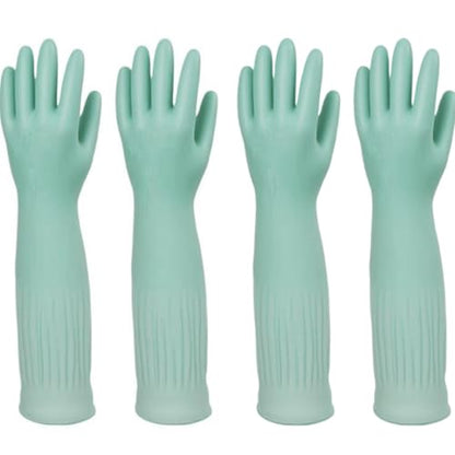 Waterproof Thickened Latex Household Cleaning 18inch Gloves Red Long Sleeved Heavy-duty Reusable 2 Pairs Black - color: Green, size: Medium