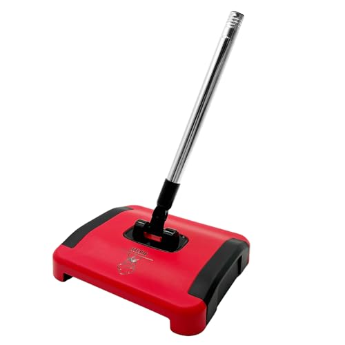 YIIFEEO Non-Electric Carpet Sweepers with 180° Adjustable Detachable Handle, 3-Layer Anti-Tangle Roller & Sealed Dust Bin, Lightweight Sweepers & Accessories - for Low Carpets Rugs Home Office