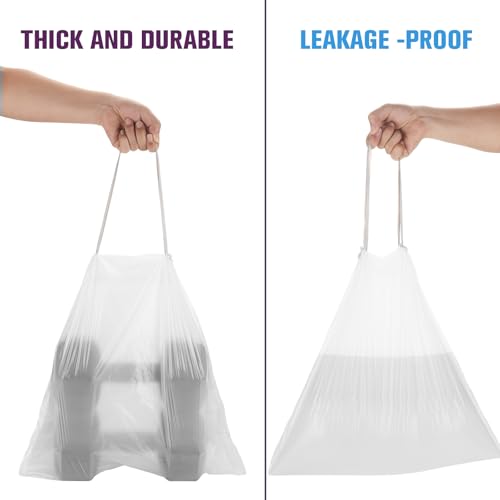 6-Gallon Trash Bags Drawstring Kitchen-Garbage-Bag - Heihaily 4 Rolls 80 Counts Recycled Unscented Office Plastic Can Liner Bathroom Transparent White For Outdoor Yard Waste Basket - style: 6Gal white 80 Counts