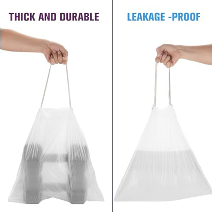 2 Gallon Trash Bags Drawstring - 3 Rolls 60 Counts Mini Garbage Bags for Home Office Outdoor Small Trash Can Bulk Unscented Clear White Strong Thick Plastic Wastebasket Liners Heihaily - style: 2Gal white 60 Counts