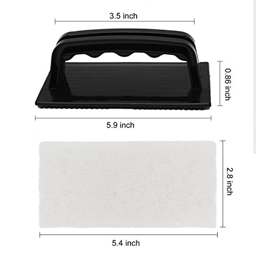 YoleShy Handled Scrubber Set, Non-Scratch Bathroom Scrubbing Pads, Bathtub Scrubber with Handle, Reusable Cleaning Sponge for Shower Tile, Bathtube, Sink, Spas Tubs & Swimming Pool Step - color: Black