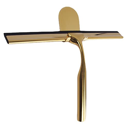 Stainless Steel Glass Window Squeegee with Non-Slip Blade Handle for Bathroom, Mirror, Car Glass and More - Gold