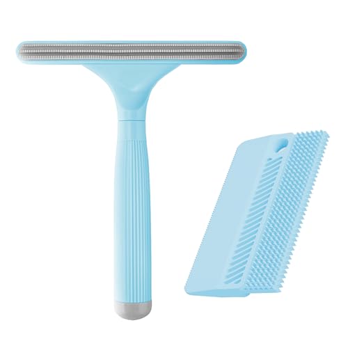 2 Pack Portable Pet Dogs Cats Hair Remover Lint Removal Shaver Tool Fur Scraper Carpet Rake for Couch Furniture Car Mats Fabric Sofa Clothes Bedding Blue - color: Blue