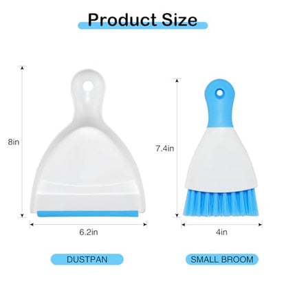NACENA Mini Dustpan and Brush Set 2 Pack, Small Broom and Dustpan Set Dust Pan and Mini Hand Broom Dustpan and Broom Combo Compact for Home Table Keyboards Sofa Kitchen, Dark & Blue - color: Dark Blue, size: 2 packs