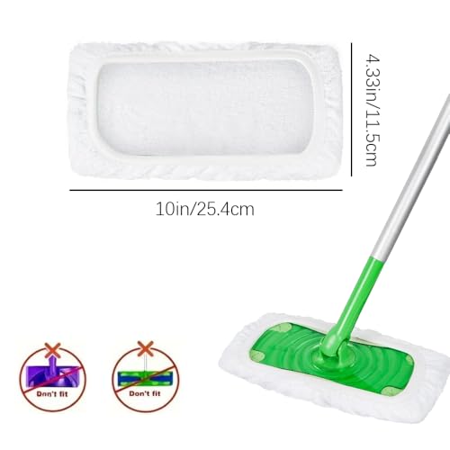 3 Pack White Reusable Microfiber Mop Pads Washable Refills for Wet & Dry Floor Cleaning Fits Most Standard Mops Household Cleaning Pads (White,3) - color: White