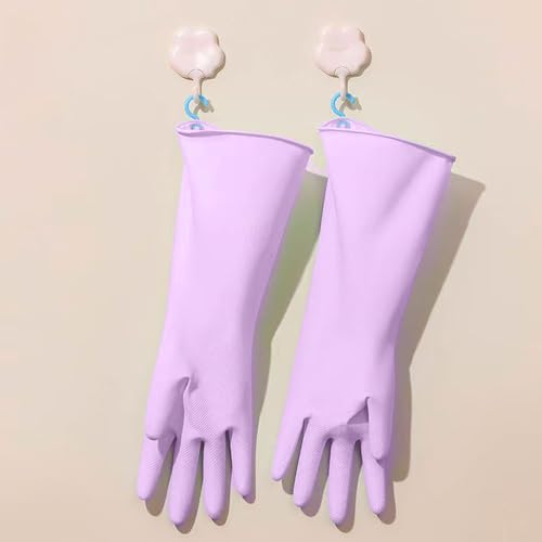 Medium-sized rubber kitchen dishwashing gloves, reusable, waterproof and anti-slip, flexible and durable for household cleaning(hook type)