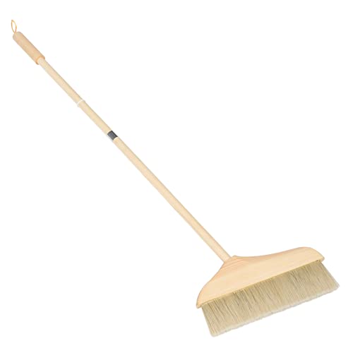 Ergonomic Soft Bristle Broom Handle for Sweeping Reach Broom Stick for Hardwood Floors Safe for Carpet