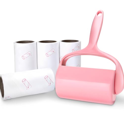 Lint Roller, Pet Hair Roller, 4 Refills Hair Remover Kit,Lint Brush | Super Sticky Adhesive, for Car Seats, Dust, Lint, Dogs, Cats, Easy to Use, for Home and Auto（240 Sheets） - color: 1handle+4refills