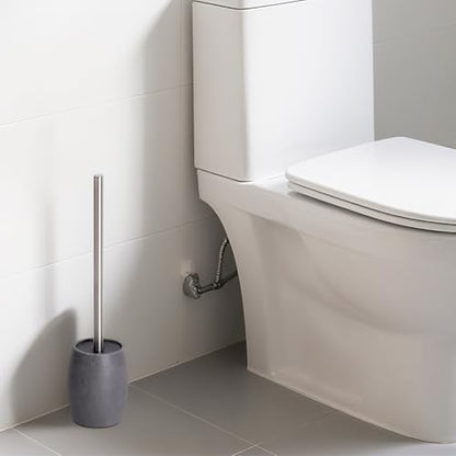 Clasin Home Toilet Bowl Brush and Holder with Stainless Steel Long Handle, Toilet Scrubber Brush with Durable Base, 360° Deep Cleaning Bristles for Bathroom, Compact Set for Small Space (Gray) - color: Gray