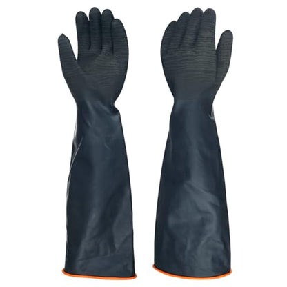 North Tower Heavy Duty Rubber Gloves, Industrial Gloves Waterproof Reusable Protective Work for Cleaning, Dishwashing, Upgraded with Non-Slip Design, Black(22in,1pair) - size: 22”（1 pair）