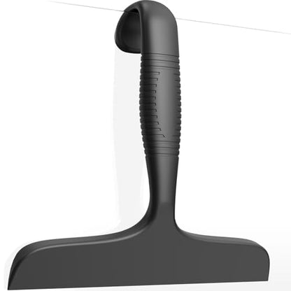 Window Squeegee for Shower Doors, Bathroom, Mirror, Black | Non-Slip Grip Handle with built-in hanging hook
