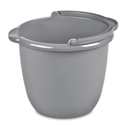 Commercial Products 10 Qt. Spout Pail Classic Titanium, Gray, Comfortable/Durable Pour Handle, Sturdy Pail Bucket for Household Cleaning/Mopping