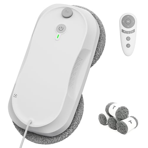 KKI Window Cleaning Robot,Upgraded Window Cleaner Robot, Auto-Dual Spray, Max 3200pa,3 Cleaning Modes & Edge Detection, Remote Control for High-Rise Windows, Glass Door,5Sets Cloths
