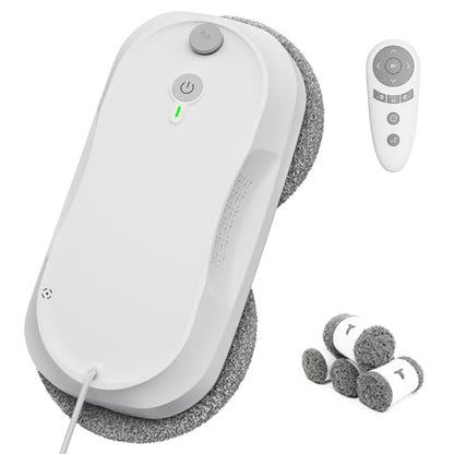 KKI Window Cleaning Robot,Upgraded Window Cleaner Robot, Auto-Dual Spray, Max 3200pa,3 Cleaning Modes & Edge Detection, Remote Control for High-Rise Windows, Glass Door,5Sets Cloths
